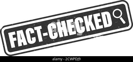 grungy FACT-CHECKED label or rubber stamp with magnifying glass icon vector illustration Stock Vector