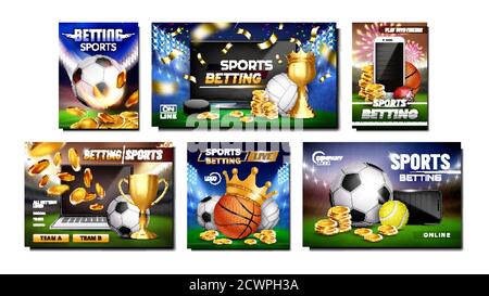 Betting Sports Promotional Posters Set Vector Stock Vector