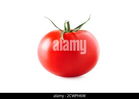 Red ripe tomato close up isolated on white background Stock Photo