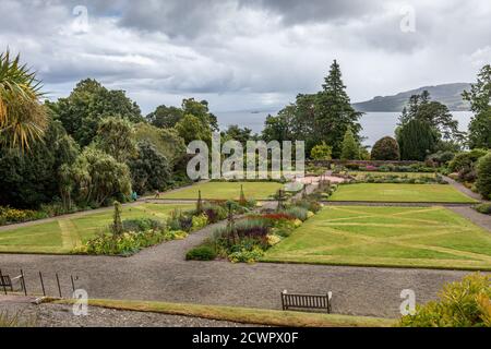 Formal gardens of  Brodick Castle on the Isle of Arran, Scotland. Stock Photo