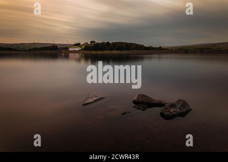 Hollingworth Lake long exposure taken at sunset Stock Photo