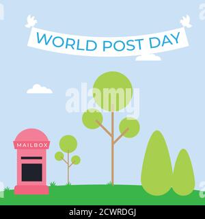 Design for celebration world post day. 9 October Stock Vector