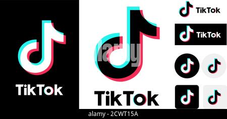 TikTok logo set variation on white background. Vector Stock Vector