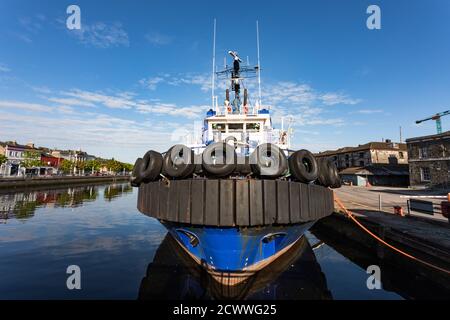 Pilot boat docked in port of Cork city. Stock Photo