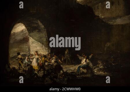 Francisco de Goya y Lucientes, Fiesta popular bajo un puente o Baile popular, 1808-1812, óleo sobre tabla, Museo Nacional de Bellas Artes (MNBA) ,Buen Stock Photo