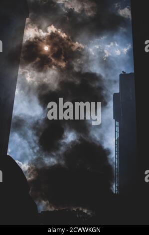 Fire destroying Kuala Lumpur Stock Photo