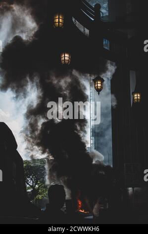 Fire destroying Kuala Lumpur Stock Photo