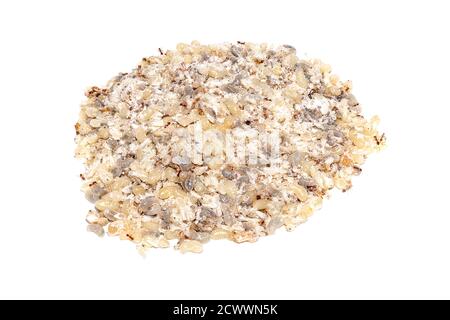 Red ant eggs isolated on white background. Plenty of red ant eggs to use in cooking. Thai food. Stock Photo
