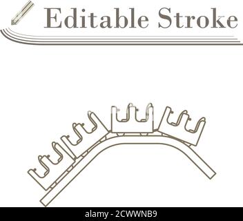 Small Roller Coaster Icon. Editable Stroke Simple Design. Vector Illustration. Stock Vector