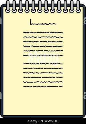 Binder Notebook Icon. Outline With Color Fill Design. Vector Illustration. Stock Vector