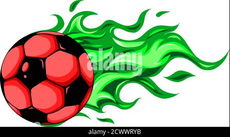 burning soccer ball on white background vector Stock Vector