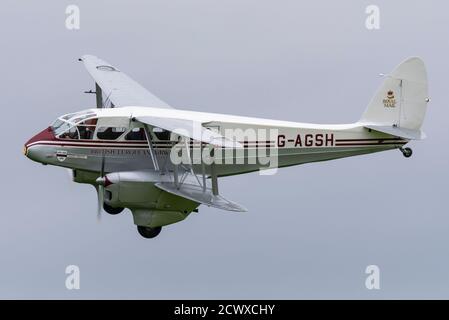 de Havilland Dragon Rapide at a COVID-19 drive-in airshow at Shuttleworth Collection, Old Warden, Bedfordshire, UK. De Havilland DH.89A Dragon Rapide Stock Photo