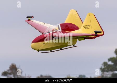 Fauvel AV36 flying wing glider at a COVID-19 drive-in airshow at Shuttleworth Collection, Old Warden, Bedfordshire, UK. Vintage sailplane. Stumpy Stock Photo