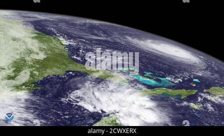 View from space of Hurricane Florence in the Atlantic Ocean Stock Photo ...