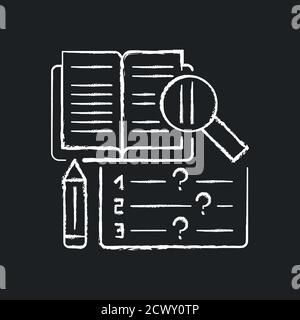 Reading examination chalk white icon on black background Stock Vector