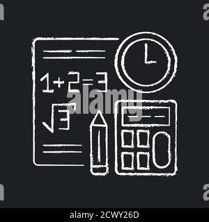 Computational exam chalk white icon on black background Stock Vector