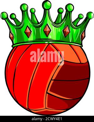 Volleyball Ball in Golden Royal Crown. Concept of success in volleyball sport. Volleyball - king of sport. Stock Vector