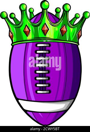 Ball with crown design, American football super bowl sport hobby competition game training equipment tournement and play theme Stock Vector