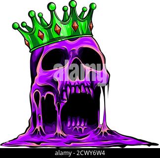 vector illustration skull wearing a king crown Stock Vector