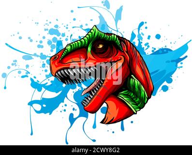 dinosaur head sketch vector color drawing of a brown leather Stock Vector