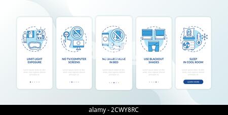 Good sleep recommendation blue onboarding mobile app page screen with concepts Stock Vector