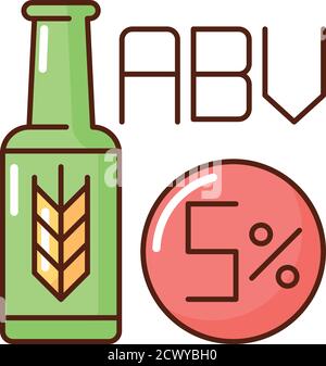 Alcohol by volume RGB color icon Stock Vector