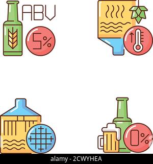 Brewery RGB color icons set Stock Vector