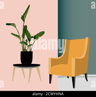 Vector Houseplants in a container for indoor use as a house plant in pots. Home gardening concept. Modern flat vector illustration Stock Vector