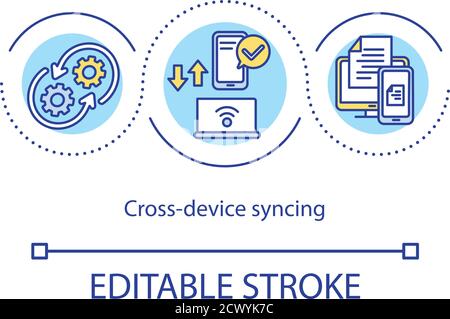 Cross device syncing concept icon Stock Vector