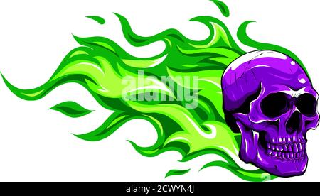 Graphic Skull Vector Image Template with Flames Stock Vector