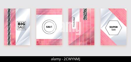 Business coral abstract banners. Social Media Design. Template vector. Abstract mosaic and textured shapes Stock Vector