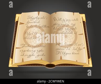 magic book of witches with spells vector illustration isolated on black background Stock Vector