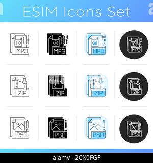 File formats icons set Stock Vector