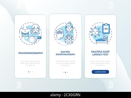 Daytime nap study blue onboarding mobile app page screen with concepts Stock Vector