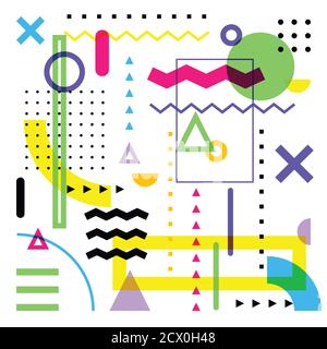 Geometric abstract background. Colorful vector trendy design elements on white background. Multicolor shapes set. Stock Vector