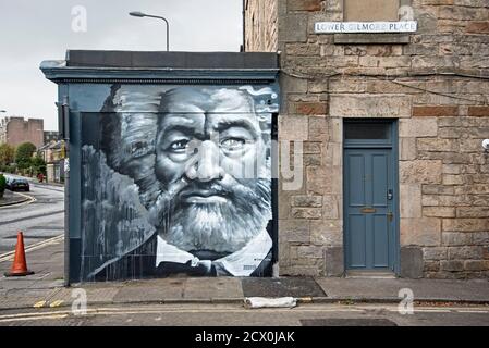 Portrait of Frederick Douglass (1818-95), the American social reformer, abolitionist and statesman by Ross Blair on a wall in Edinburgh. Stock Photo