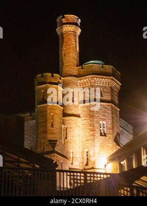 Night view of illuminated Inverness Castle, River Ness, Inverness, Scoltand Stock Photo