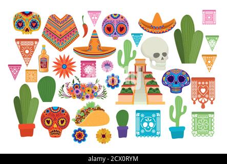 Mexican icon set vector design Stock Vector
