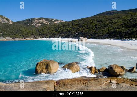 Little Beach Two Peoples' Bay National Park near Albany.  Idyllic white sand bay with turquoise water.  Western Australia Stock Photo