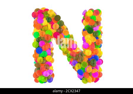 Letter N from colored marmalade candies. 3D rendering isolated on white background Stock Photo