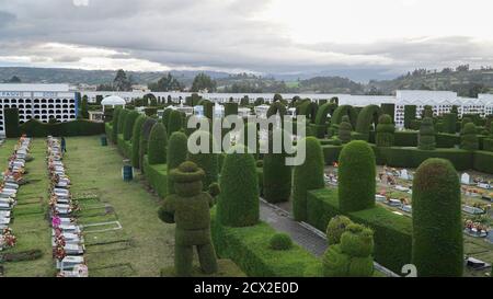 Tulcan Cemetery with green hedges in Tulcan, Ecuador. Stock Photo