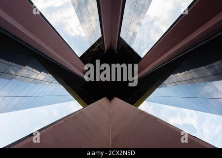 Carillon in Berlin's Tiergarten, taken directly from below in landscape format Stock Photo