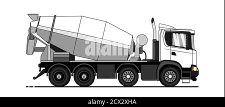 Vector illustration Cement Mixer Truck , side view. Template for corporate identity, branding and advertising. Modern flat vector illustration. Stock Vector