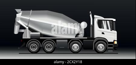 Vector illustration Cement Mixer Truck , side view. Template for corporate identity, branding and advertising. High detailed vector illustration. Stock Vector