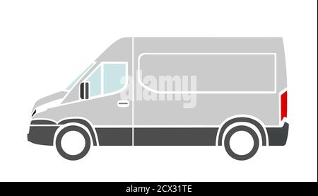 Vector icon van side view on white background. Van side view trendy icons; van side view vector illustration. Vector transport icon. Stock Vector