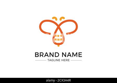 Bee minimalistic logo isolated on white background Stock Vector