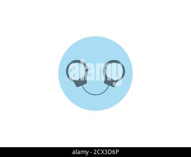 Handcuffs, arrest icon on blue circle. Vector. Stock Vector