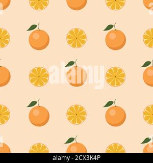 Oranges and Slices seamless pattern Stock Vector