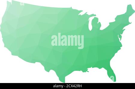 Low poly map of USA. Vector illustration made of green triangles. Stock Vector