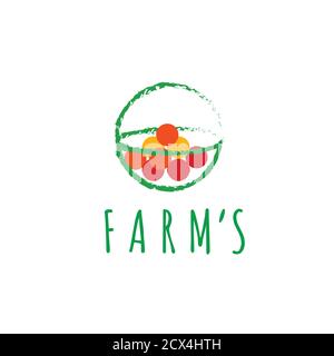 Farm's fresh vector logo. Fruits and vegetables icon. Bio food label design Stock Vector